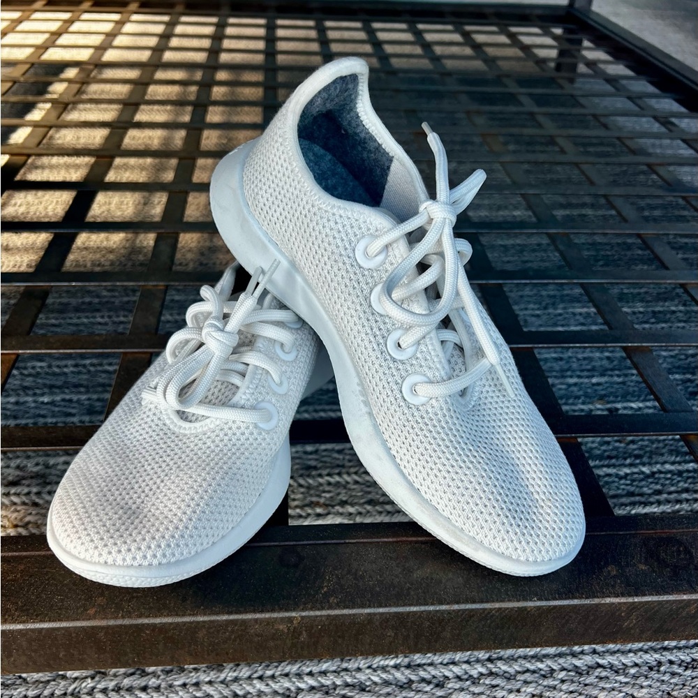 Allbirds White Knit Lace-Up Shoes